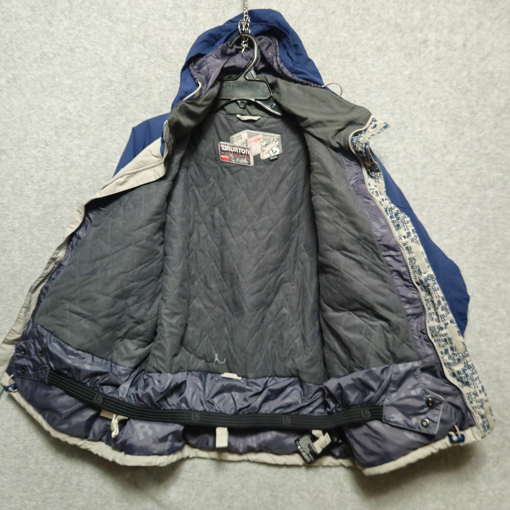 Burton Juniors Womens XL Ski Snowboard Jacket Blue Khaki Hooded Puffer Insulated - Picture 3 of 8